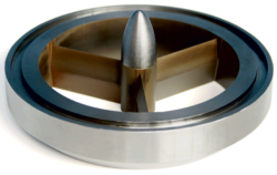 Core holder of Böhler V155 tempering steel and 1.6582, wire-cut on the inside, for the extrusion of ceramic filters.