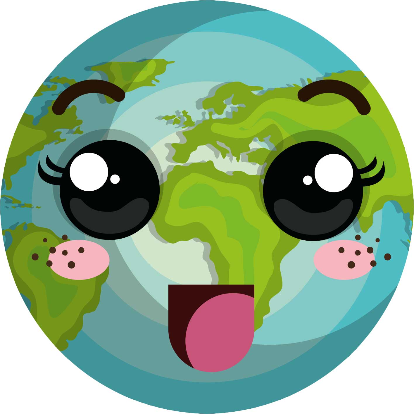 The earth becomes a face – thanks to kawaii.