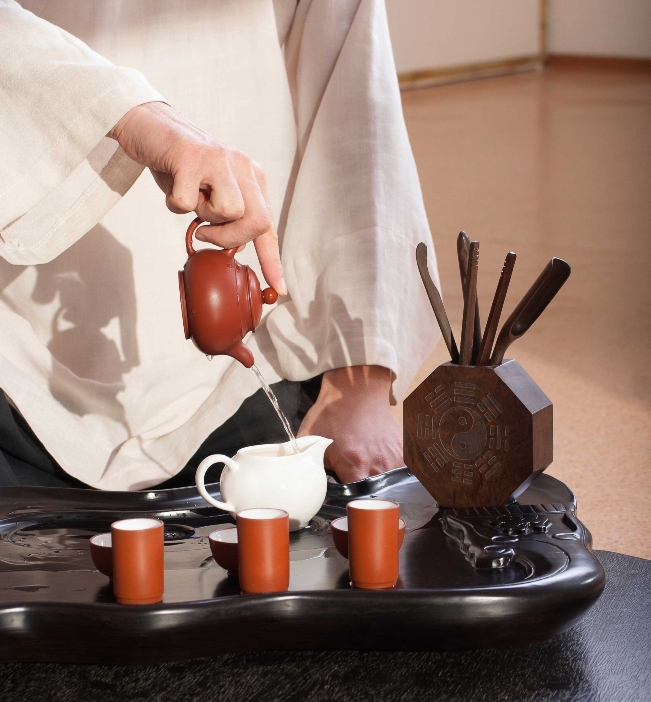The host prepares the tea according to a very special rite, using the tea utensils in a specially prescribed manner.