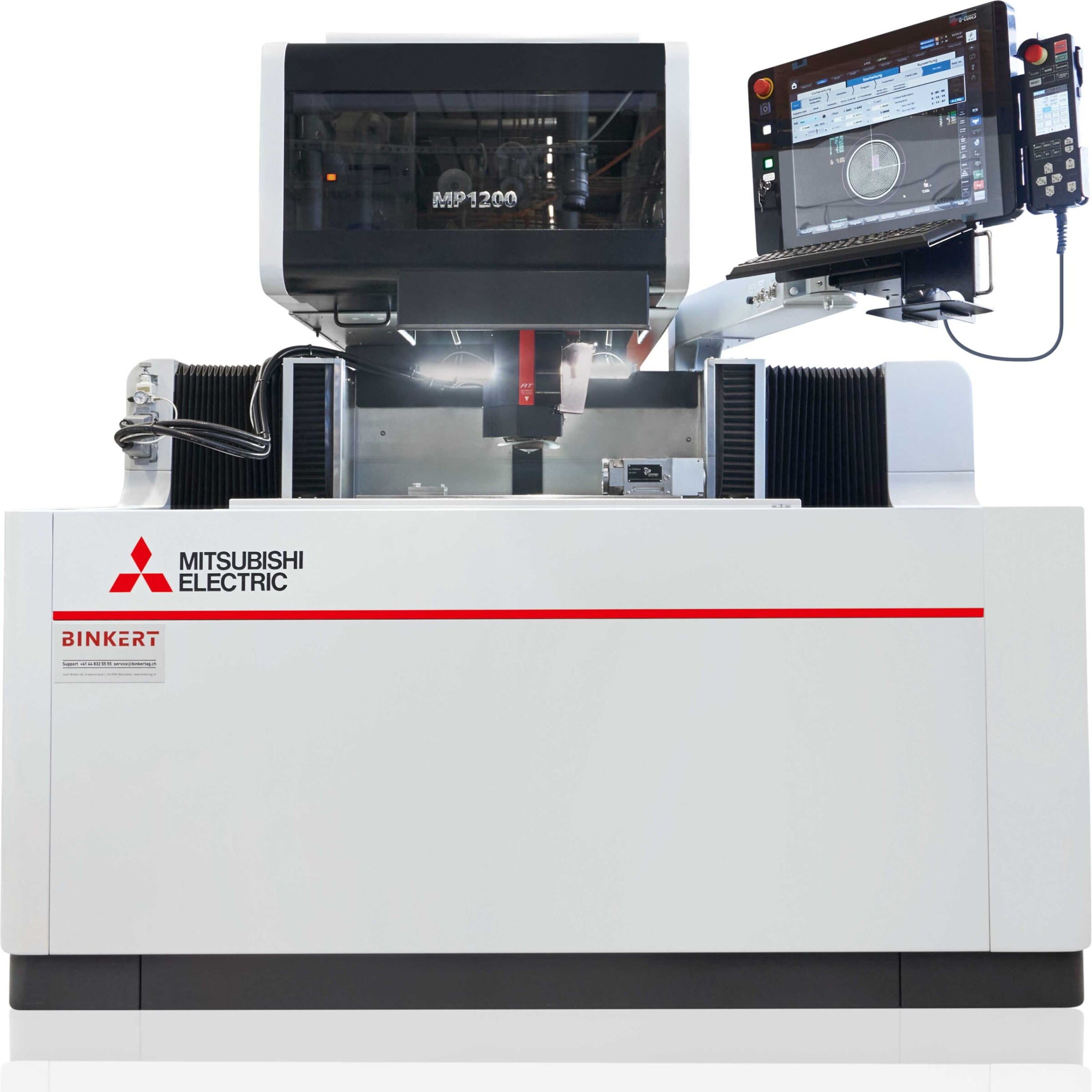 The Mitsubishi Electric MP1200 Connect wire-cut EDM system uses deionised water as the dielectric.