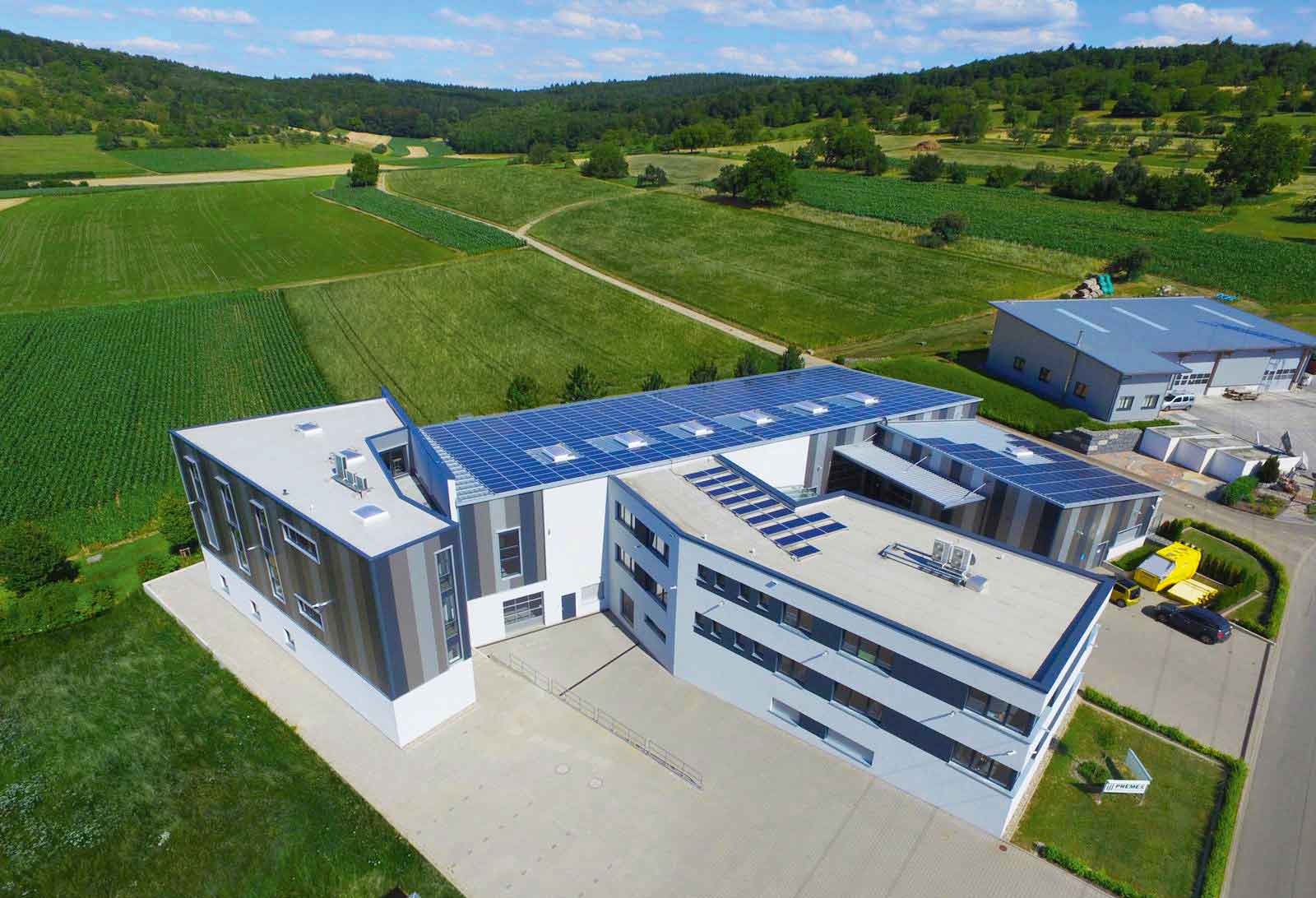 Drone image of part of PREMEX GmbH’s company building