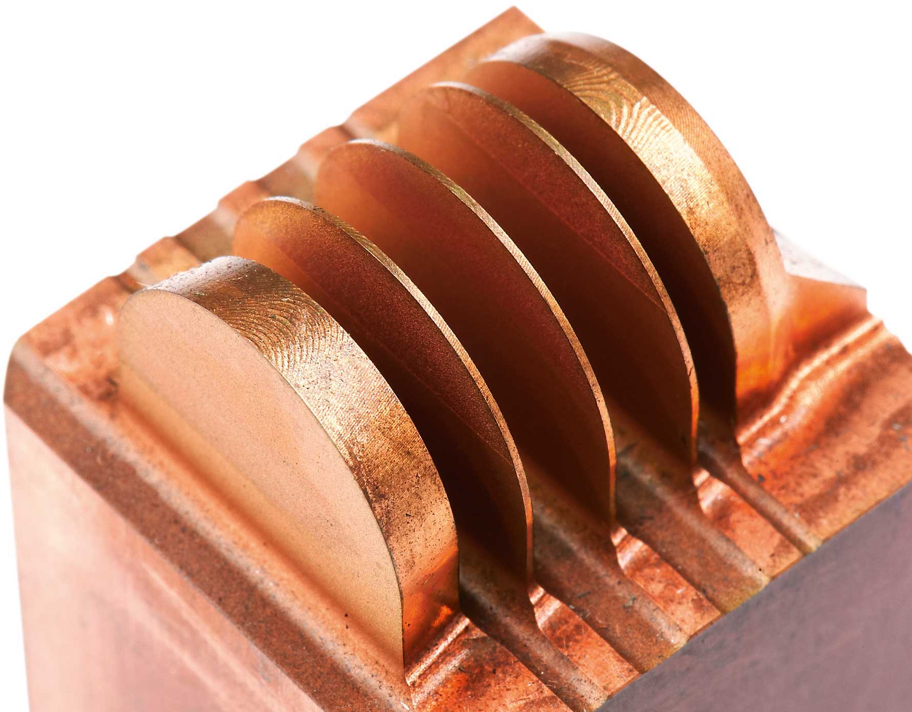 Copper electrode for an injection mould.